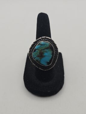 Unmarked Turquoise Stone Sterling Silver Ring